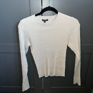 Dynamite Cream Ribbed Crew Neck Sweater